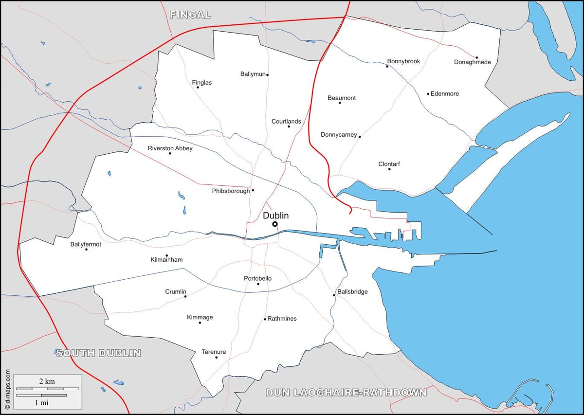 карта околиць Дубліна