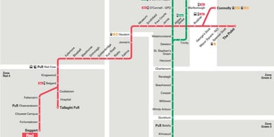 Дублін Луас червона лінія карті